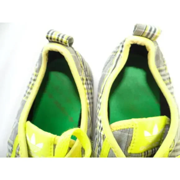 Adidas Plaid Sneakers with Neon‎ Yellow Accents - Picture 4 of 6